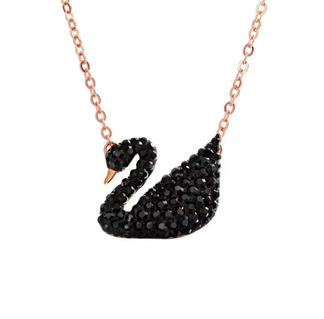 SWAROVSKI Swarovski Large Rose Gold Black Swan Necklace